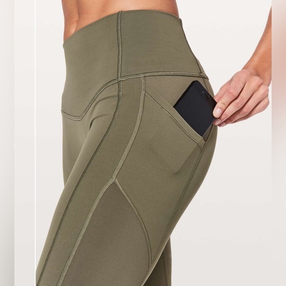 LULULEMON Sz 6 All the Right PlacesLeggings Side and Card Key Pocket Olive Green - Picture 3 of 13